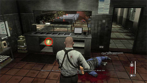 After the encounter return to the kitchen and pick up another fragment of a gun (screen) [Golden Gun - G6 Commando Rifle 2/3] - Chapter XIII - p. 2 - Walkthrough - Max Payne 3 - Game Guide and Walkthrough