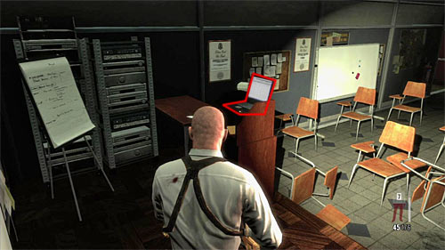 After getting to the new place, move to the rostrum and interact with the laptop (screen) - Chapter XIII - p. 3 - Walkthrough - Max Payne 3 - Game Guide and Walkthrough