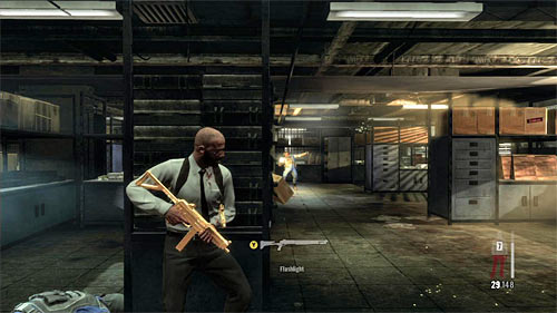 In the further part of the encounter place yourself behind the locker (screen) thanks to which enemies will move to you only from the right - Chapter XIII - p. 3 - Walkthrough - Max Payne 3 - Game Guide and Walkthrough