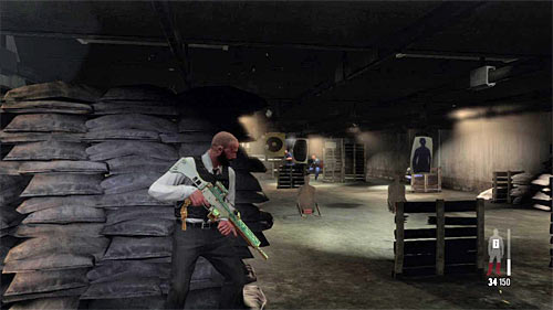 Another room is a shooting gallery and the best solution is to stand behind the biggest stack of bags with the sand (screen) - Chapter XIII - p. 5 - Walkthrough - Max Payne 3 - Game Guide and Walkthrough