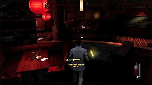 SECRET 9 [Golden Gun - Mini-30 Rifle 2/3]: In the round bar with the red lantern - Clues and Golden Guns - Chapter II - Collectibles - Max Payne 3 - Game Guide and Walkthrough