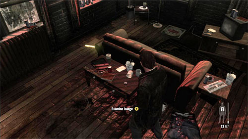 SECRET 4 [Clue 1/3 - Maxs NYPD Badge]: On the table in the Maxs flat - Clues and Golden Guns - Chapter IV - Collectibles - Max Payne 3 - Game Guide and Walkthrough