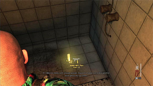 SECRET 4 [Golden Gun - M972 SMG 1/3]: In the toilet in one of searched houses - Clues and Golden Guns - Chapter IX - Collectibles - Max Payne 3 - Game Guide and Walkthrough