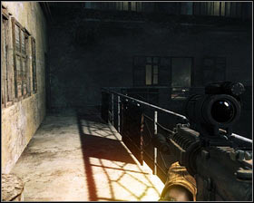 Having arrived at the balcony [1], deactivate the night vision and turn left [2] - First In - p. 2 - Walkthrough - Medal of Honor - Game Guide and Walkthrough