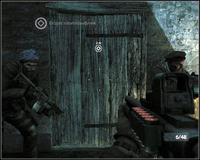 Once they're dead, go outside [1] and open the door on the left [2] - First In - p. 4 - Walkthrough - Medal of Honor - Game Guide and Walkthrough