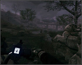 The direction is being indicated by the arrow [1] on the right side of the wheel - Running with wolves... - p. 1 - Walkthrough - Medal of Honor - Game Guide and Walkthrough