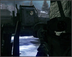 Quickly kill the enemy standing there [1] and afterwards attach the transmitter to the vehicle on the left [2] - Running with wolves... - p. 2 - Walkthrough - Medal of Honor - Game Guide and Walkthrough