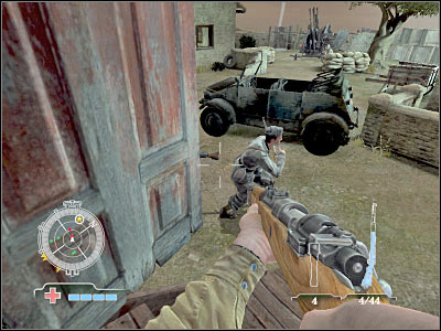 Once you've secured this entire area, you will have to start moving towards the AA gun - Destroy Hill Houses AA Gun - part 2 - Operation Husky - Medal of Honor: Airborne - Game Guide and Walkthrough