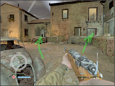 Once you're inside, check the stairs (to your left) - Destroy Northeast Gate AA Gun - Operation Husky - Medal of Honor: Airborne - Game Guide and Walkthrough