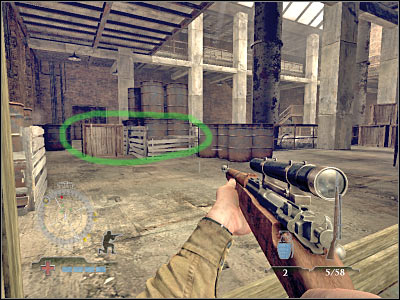 Try securing this section of the warehouse - Destroy Munitions Stockpile - part 1 - Operation Varsity - Medal of Honor: Airborne - Game Guide and Walkthrough