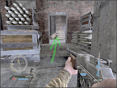 This room is probably guarded by one of the enemy soldiers - Destroy Munitions Stockpile - part 2 - Operation Varsity - Medal of Honor: Airborne - Game Guide and Walkthrough
