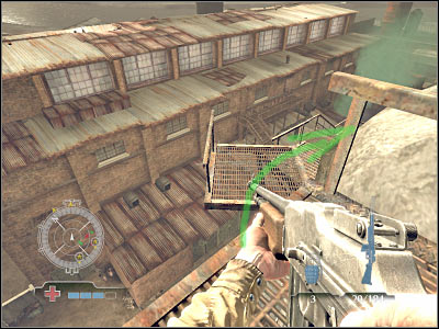 Now you will have to use stairs and other platforms to get closer to the main entrance which leads directly to the factory - Sabotage Tank Factory Control Room - part 1 - Operation Varsity - Medal of Honor: Airborne - Game Guide and Walkthrough