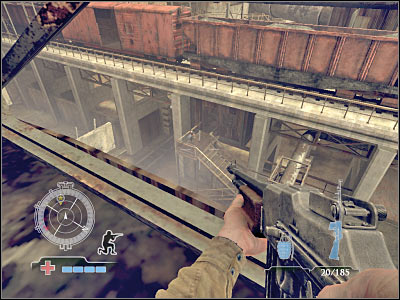 Once you've killed all visible enemy troops, turn left - Clear and Secure Entrance to Rail Yard - Operation Varsity - Medal of Honor: Airborne - Game Guide and Walkthrough