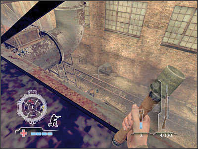 Turn right and start moving towards a large staircase - Clear and Secure Entrance to Rail Yard - Operation Varsity - Medal of Honor: Airborne - Game Guide and Walkthrough