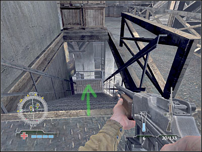 You should be able to get closer to a large structure which looks like a standard bunker (screen) - Disable Ammunition Lift Controls #2 - Operation Der Flakturm - Medal of Honor: Airborne - Game Guide and Walkthrough