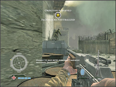 Obviously you will have to wait for the elevator to get here - Eliminate Enemies on Halftracks - Operation Der Flakturm - Medal of Honor: Airborne - Game Guide and Walkthrough