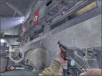 Your second task here will be to get closer to the stairs, because this is the only way to the bunker - Assemble at Main Control Room - Operation Der Flakturm - Medal of Honor: Airborne - Game Guide and Walkthrough