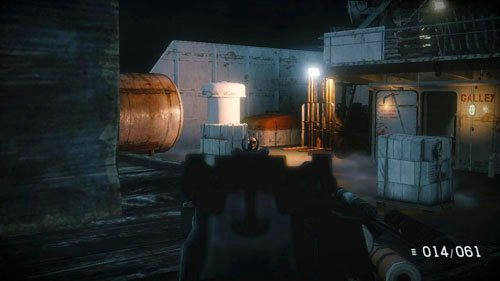 Last one is hiding behind one of the stacks of white packaging, near the entrance to the interior of the ship (next to Galley) (image above) - Mission 12: Bump in the Night - Campaign - Medal of Honor: Warfighter - Game Guide and Walkthrough