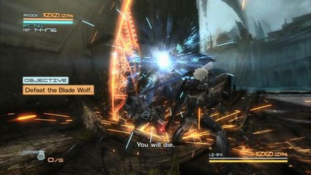 Parrying of attacks is the best method against Blade Wolf. - R-01 Coup dEtat - The Main Campaign - walkthrough - Metal Gear Rising: Revengeance - Game Guide and Walkthrough