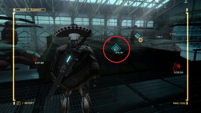 Another lefty has been marked in red, behind him, outside, there is another one. - R-07 Assassination Attempt - The Main Campaign - walkthrough - Metal Gear Rising: Revengeance - Game Guide and Walkthrough