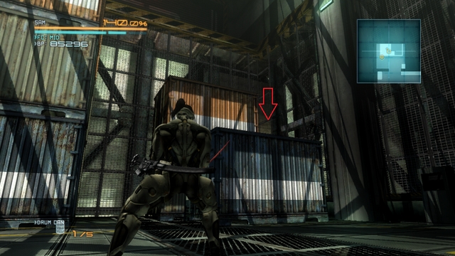 There is a Data Storage behind this container. - Boss - Blade Wolf - DLC - Jetstream Sam - walkthrough - Metal Gear Rising: Revengeance - Game Guide and Walkthrough
