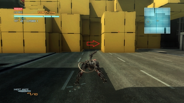 A VRM computer hidden among boxes. - VR Training - Platforming - DLC - Blade Wolf - walkthrough - Metal Gear Rising: Revengeance - Game Guide and Walkthrough