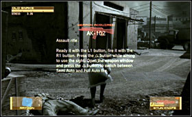 After a short cutscene raise the gun [A] and go to the right - Prologue - Walkthrough - Metal Gear Solid 4: Guns of the Patriots - Game Guide and Walkthrough
