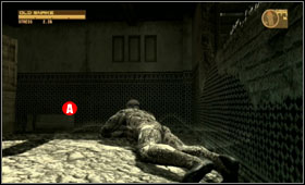 Wait till your way is clear and crawl nearby the vehicle [A] - Ground Zero - First Act - Middle East - Metal Gear Solid 4: Guns of the Patriots - Game Guide and Walkthrough
