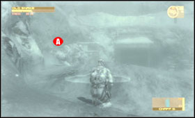 The end of the walkway is just above the gates leading to the next part of the complex - Tank Hangar and Canyon - Fourth act - Alaska - Metal Gear Solid 4: Guns of the Patriots - Game Guide and Walkthrough