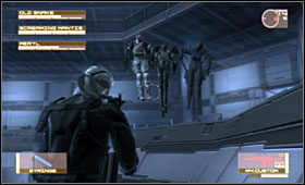 At some point Mantis would try to hide the dolls behind Meryl and some soldier - Command Center - Fifth Act - Outer Haven - Metal Gear Solid 4: Guns of the Patriots - Game Guide and Walkthrough