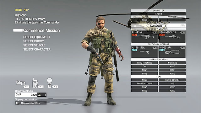 Mission preparations screen - Mission preparations - Completing missions - Metal Gear Solid V: The Phantom Pain - Game Guide and Walkthrough