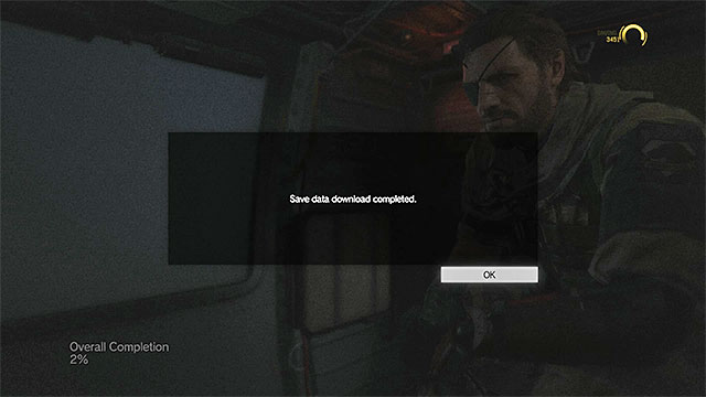 Successful download message - How to upload your progress? - Transferring progress from MGS V Ground Zeroes over to MGS V The Phantom Pain - Metal Gear Solid V: The Phantom Pain - Game Guide and Walkthrough
