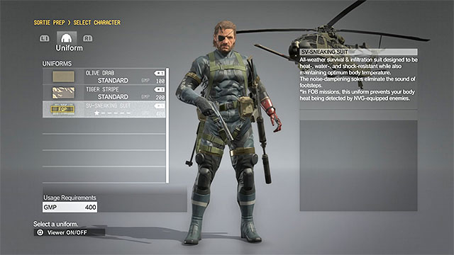 The Sneaking Suit is one of the rewards that you get for transferring your progress - Rewards - Transferring progress from MGS V Ground Zeroes over to MGS V The Phantom Pain - Metal Gear Solid V: The Phantom Pain - Game Guide and Walkthrough