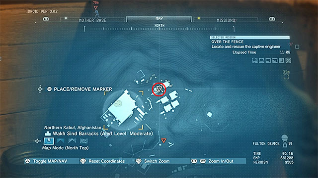 What you need to find is blueprint [UN-ARC] and it is in the upper part of the Wakh Sind Barracks - Remaining Over the Fence secondary mission objectives - Mission 5 - Over the Fence - Metal Gear Solid V: The Phantom Pain - Game Guide and Walkthrough