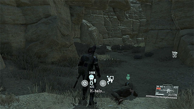 Stay on the mountain path and head east - Extracting the prisoners and enemy patrol - Mission 9 - Backup, Back Down - Metal Gear Solid V: The Phantom Pain - Game Guide and Walkthrough