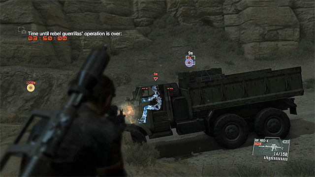 Place some obstacle to stop the truck. - Remaining Backup, Back Down secondary mission objectives - Mission 9 - Backup, Back Down - Metal Gear Solid V: The Phantom Pain - Game Guide and Walkthrough