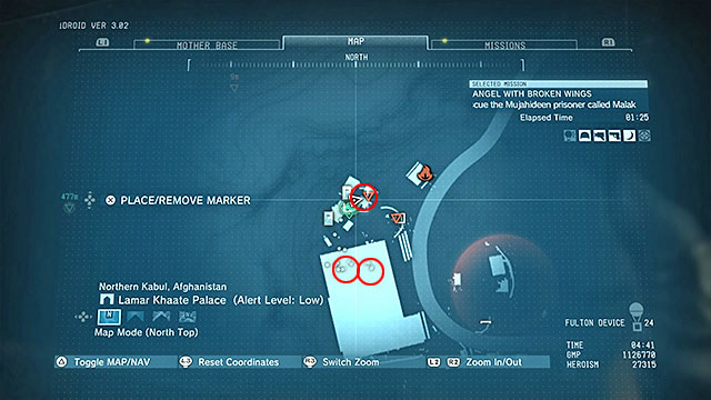 Locations of prisoners have been marked on the above map - Remaining Angel With Broken Wings secondary mission objectives - Mission 10 - Angel With Broken Wings - Metal Gear Solid V: The Phantom Pain - Game Guide and Walkthrough