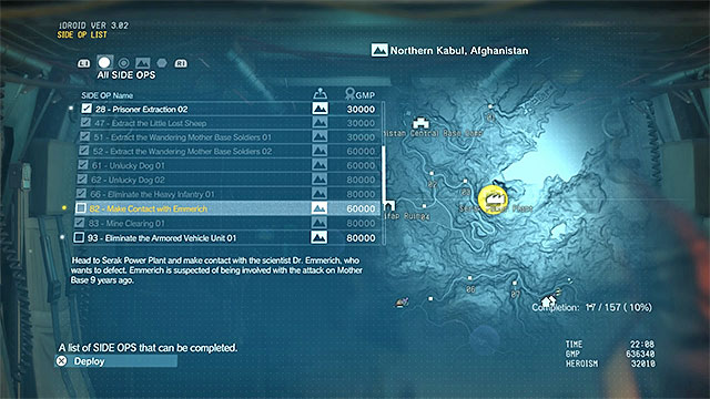 Pick the side mission 82 from the list - Unlocking mission 11 (Cloaked in Silence) - Metal Gear Solid V: The Phantom Pain - Game Guide and Walkthrough