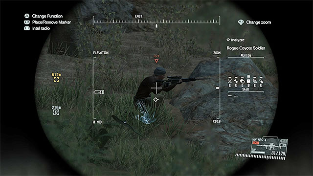 One of the snipers located near guard place number 13 - Reaching the mine - Mission 18 - Blood Runs Deep - Metal Gear Solid V: The Phantom Pain - Game Guide and Walkthrough