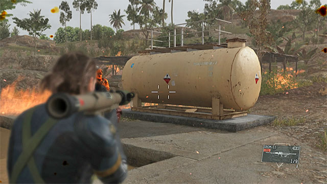 Quickly destroy the fuel tank. - How to defeat the Man on Fire? - Mission 20 - Voices - Metal Gear Solid V: The Phantom Pain - Game Guide and Walkthrough
