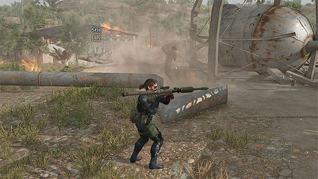 You can destroy the water towers when the boss appears next to one of them. - How to defeat the Man on Fire? - Mission 20 - Voices - Metal Gear Solid V: The Phantom Pain - Game Guide and Walkthrough