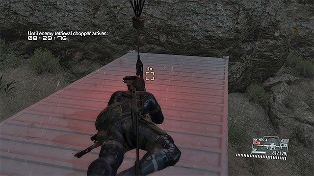 Quickly, lie down onto the roof of the second container - Finding and extracting the two containers - Mission 35 - Cursed Legacy - Metal Gear Solid V: The Phantom Pain - Game Guide and Walkthrough