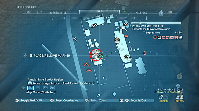 After he reaches the airport, the commander moves to a poorly-guarded building, in its Western part - Remaining Proxy War Without End secondary mission objectives - Mission 41 - Proxy War Without End - Metal Gear Solid V: The Phantom Pain - Game Guide and Walkthrough