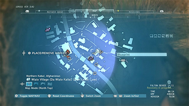 Walkthrough: To obtain the rare Blueprint, you do not need to secure the entire village but you only have reach the cottage shown in the above screenshots - Side-Ops missions walkthroughs (1-10) - Side-Ops - Metal Gear Solid V: The Phantom Pain - Game Guide and Walkthrough