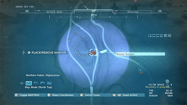 Walkthrough: It may be a bit tricky to find the well-trained soldier, because he is occupying the rocks in the center of the area marked by the game, along with other soldiers - Side-Ops missions walkthroughs (11-20) - Side-Ops - Metal Gear Solid V: The Phantom Pain - Game Guide and Walkthrough