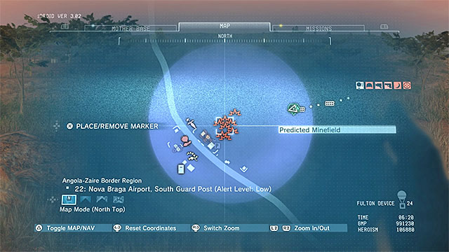 Description: You will find the minefield not far to the north-east from guard post number 22 - Side-Ops missions walkthroughs (81-90) - Side-Ops - Metal Gear Solid V: The Phantom Pain - Game Guide and Walkthrough