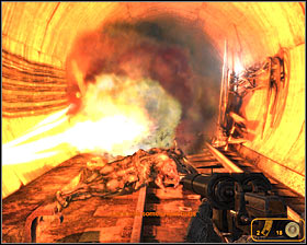 One of the beasts will probably succeed in throwing you off the trolley - Walkthrough - Chase - Walkthrough - Chapter 1 - Metro 2033 - Game Guide and Walkthrough