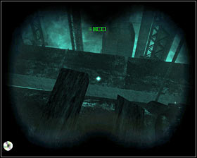 Make a few steps forward to approach the ledge #1 and you should notice that you'll have a chance to drop down to a metal support seen below #2 - Walkthrough - Front Line* - Chapter 4 - Metro 2033 - Game Guide and Walkthrough