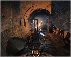 I would strongly recommend that you rotate the seat by 180 degrees, because enemy trolleys will soon appear behind yours #1 - Walkthrough - Trolley Combat - Chapter 4 - Metro 2033 - Game Guide and Walkthrough
