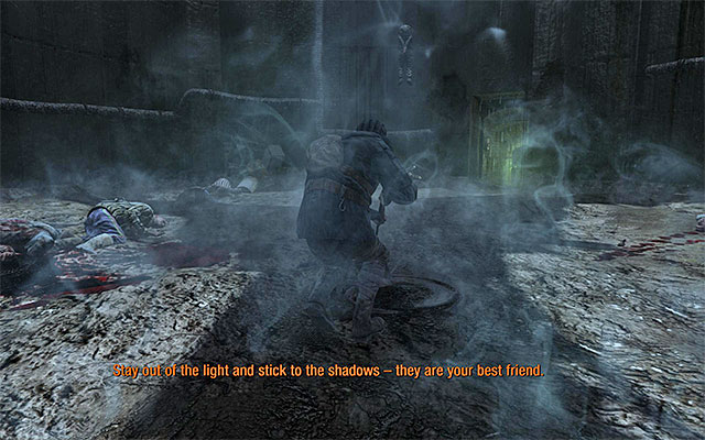 Keep close to Pavel and do not leave shadows, because that would mean detection and triggering an alarm - Follow Pavel and avoid detection - Chapter 3: Pavel - Metro: Last Light - Game Guide and Walkthrough